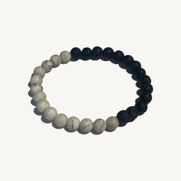 New Lava Stone & White Marble Beads Bracelet Saje Wellness - Picture 1 of 5